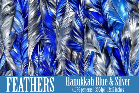 Blue Silver Feathers Patterns, S9: A Versatile Design Resource for Digital and Physical Projects