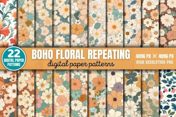 Boho Floral Repeating Patterns Digital P: Elevate Your Creative Projects with Style and Purpose