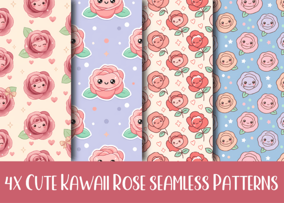 Cute Kawaii Rose Patterns for Creative Projects