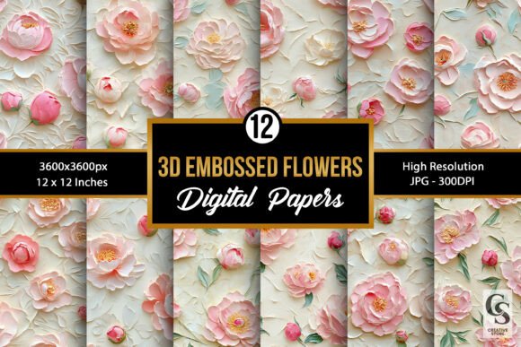Elegant 3D Embossed Flower Patterns for Creative Projects