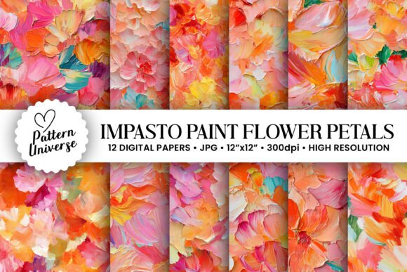 Impasto Painted Flower Petal Patterns