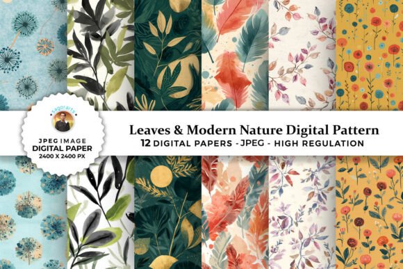 Leaves Modern Nature Digital Patterns: A Versatile Tool for Creative Professionals