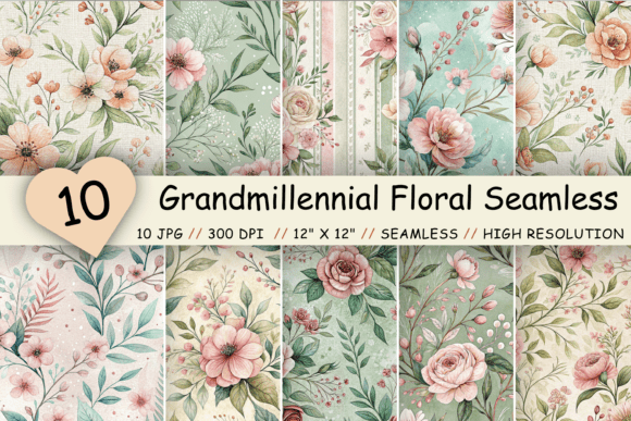 Preppy Grandmillennial Patterns Bundle: A Creative Resource for Designers and Enthusiasts