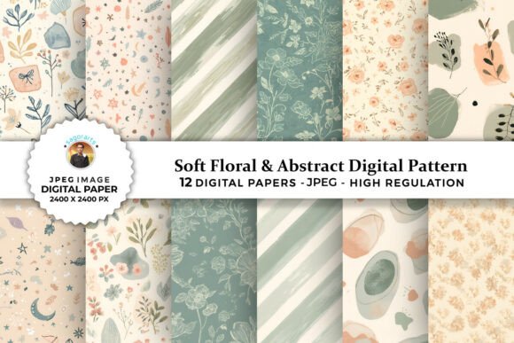 Soft Floral Abstract Digital Patterns: A Versatile Design for Modern Creativity