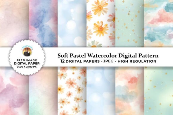 Soft Pastel Watercolor Digital Patterns for Creative Projects