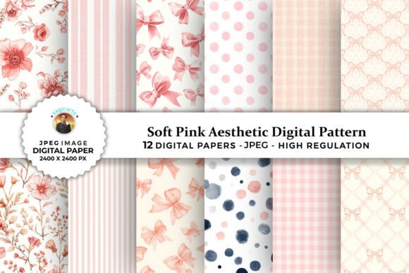 Soft Pink Aesthetic Digital Patterns for Creative Projects