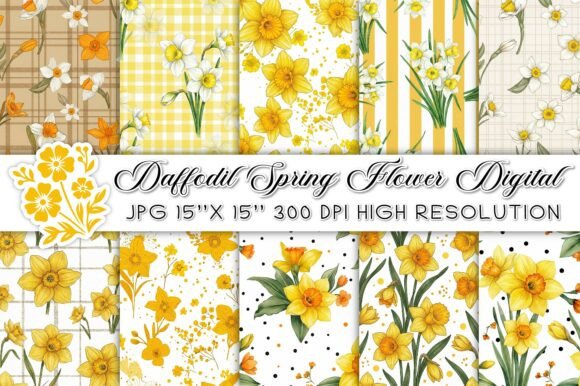 Spring Daffodil Flower Digital Patterns