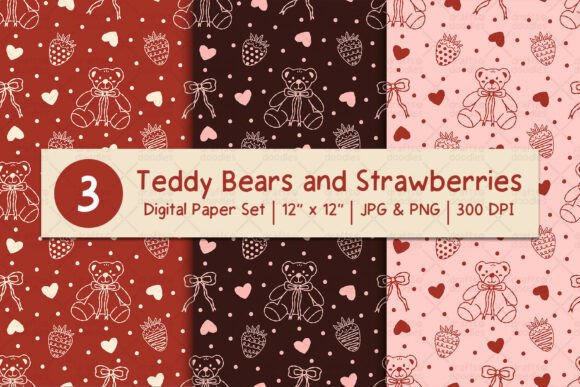 Teddy Bears and Strawberries Patterns