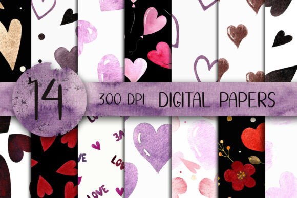Valentine Watercolor Heart Patterns: Elegant and Versatile Designs for Romantic Creations