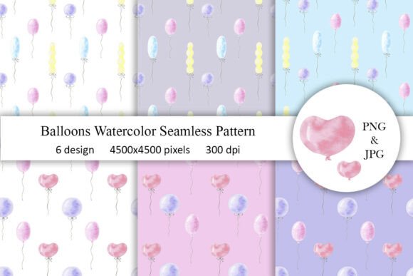 Watercolor Balloon Seamless Patterns for Creative Design