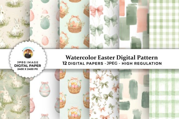 Watercolor Easter Digital Patterns