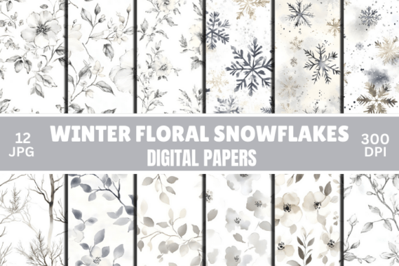 Watercolor Gray White Winter Patterns: A Versatile Digital Design for Creative Projects